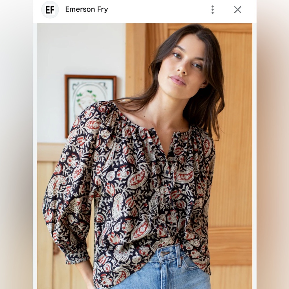 Emerson Fry Black and Red Floral Blouse